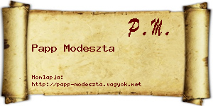 Papp Modeszta névjegykártya